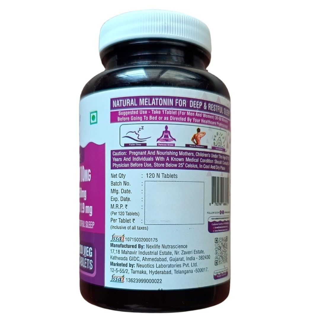 Melatonin 10mg Tagar 250mg Sleep Aid Stress Relief 4 Men Women 120 Tabs x 1/2/3