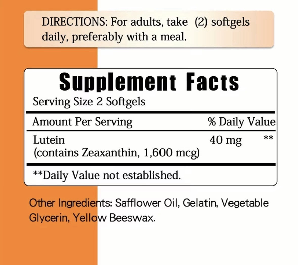 Pslalae Lutein 40mg + Zeaxanthin Softgels 120 Count Eye Health Supplement