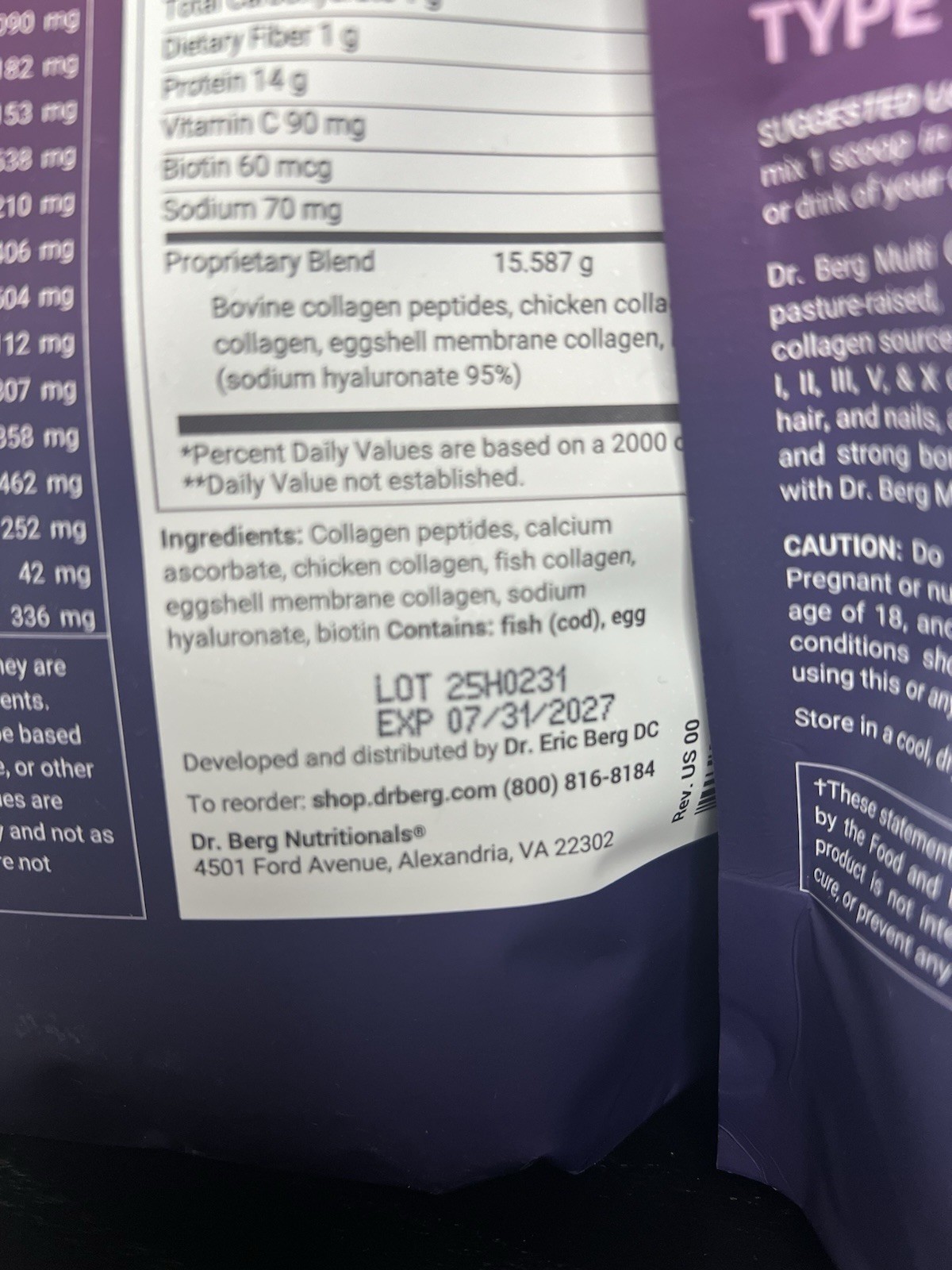 Dr. Berg Multi Collagen Peptides Two Pack 14.1 oz Exp 07/2027