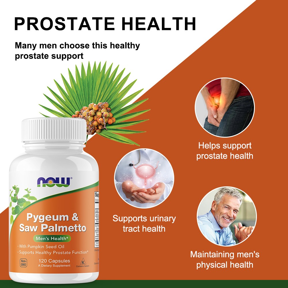 Pygeum Saw Palmetto Supplement with Pumpkin Seed Oil Men’s Health 120 Capsules