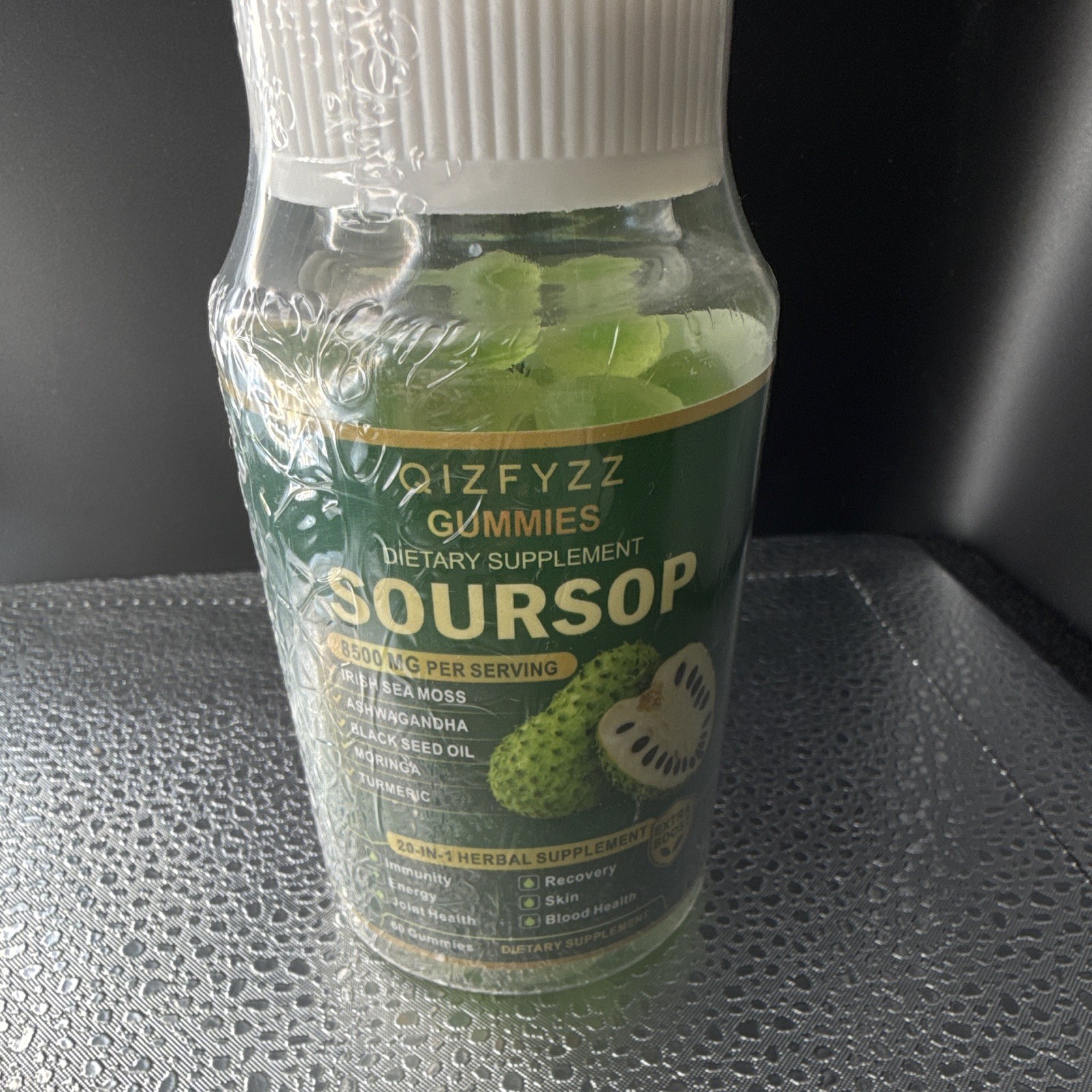 QIZFYZZ Soursop Gummies 8500mg Sugar-Free Gluten-Free 60ct Immune Support