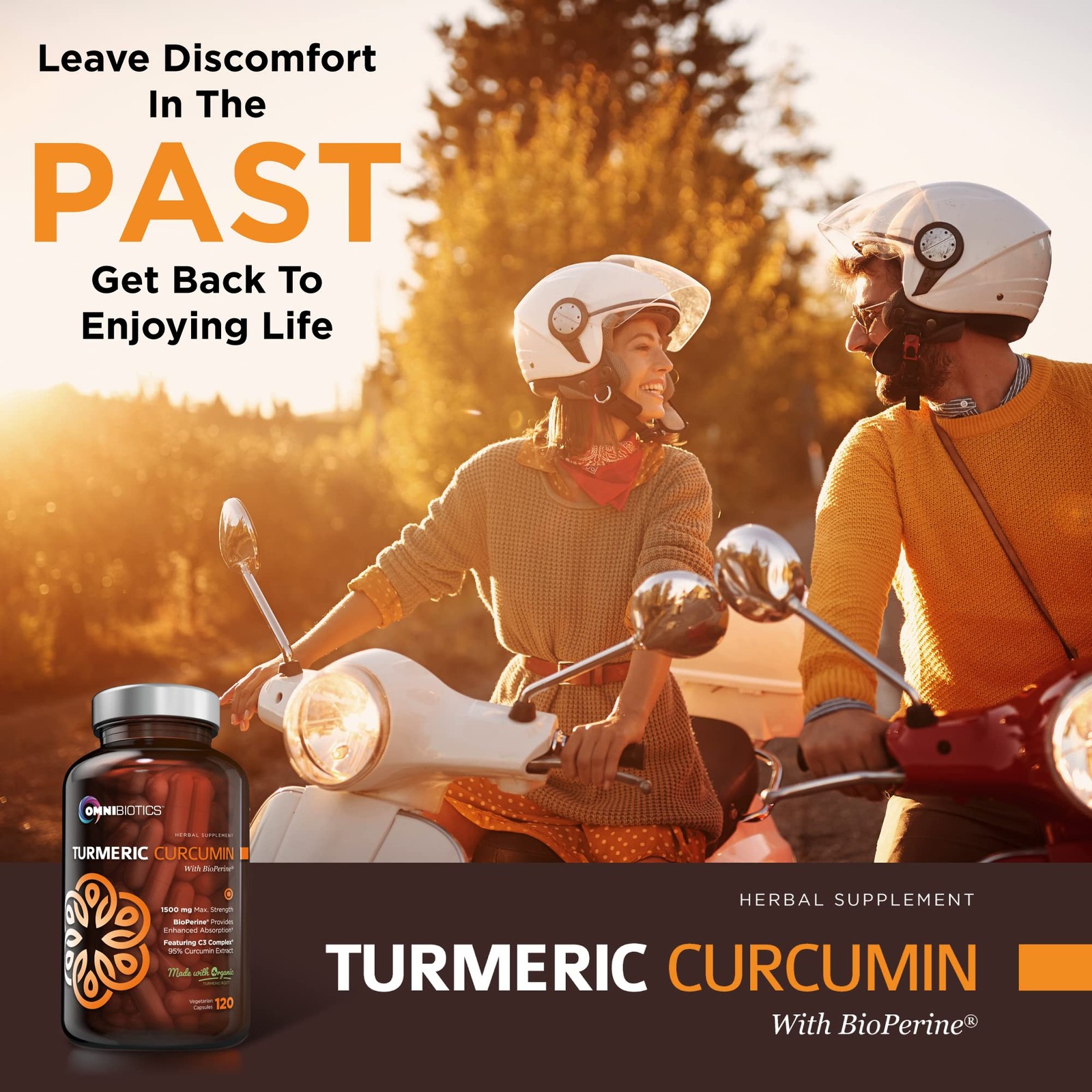 OmniBiotics Organic Turmeric Curcumin Supplement with 120 Count (Pack of 1)