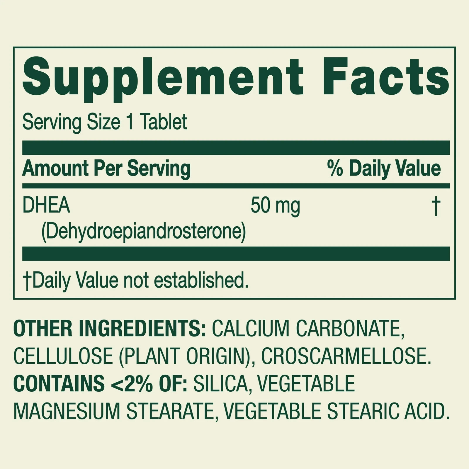 Spring Valley DHEA 50mg Tablets, Dietary Supplement, 50 Count