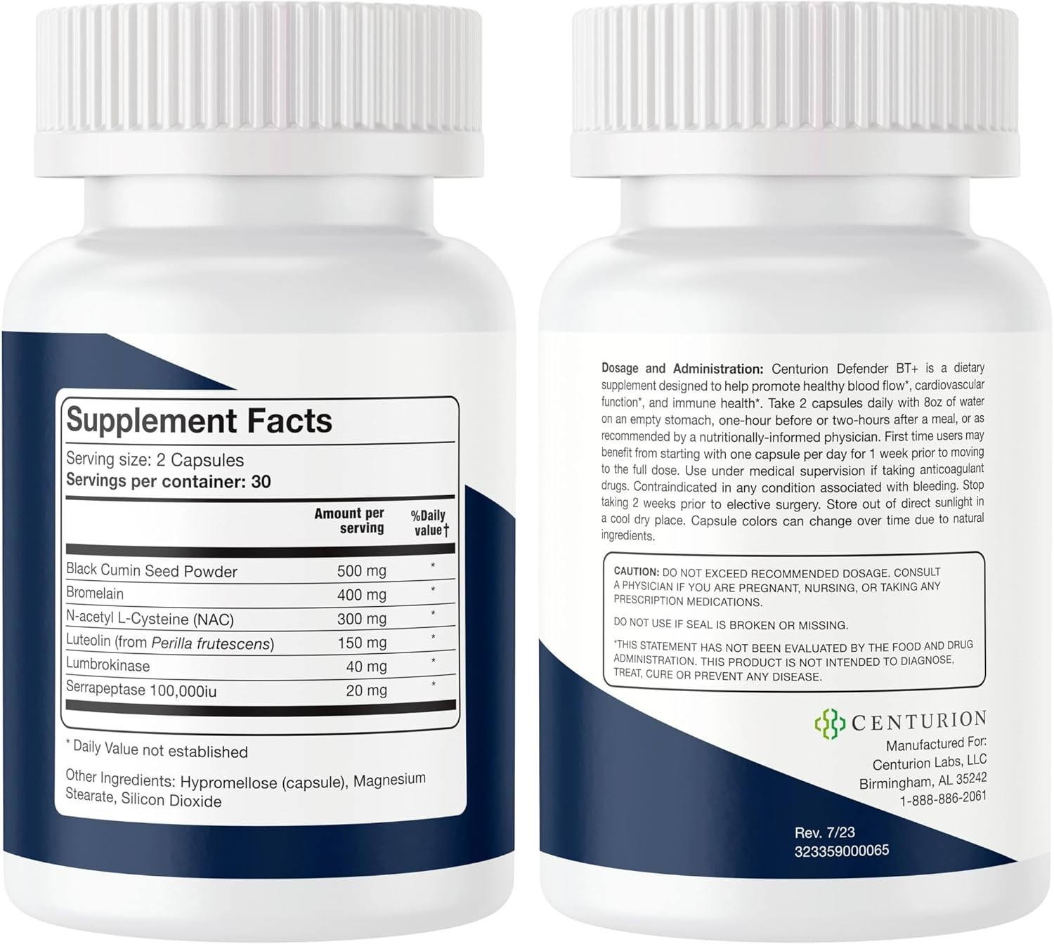 Centurion Defender BT+ Blood Health Supplement All natural Made in the USA 60ct