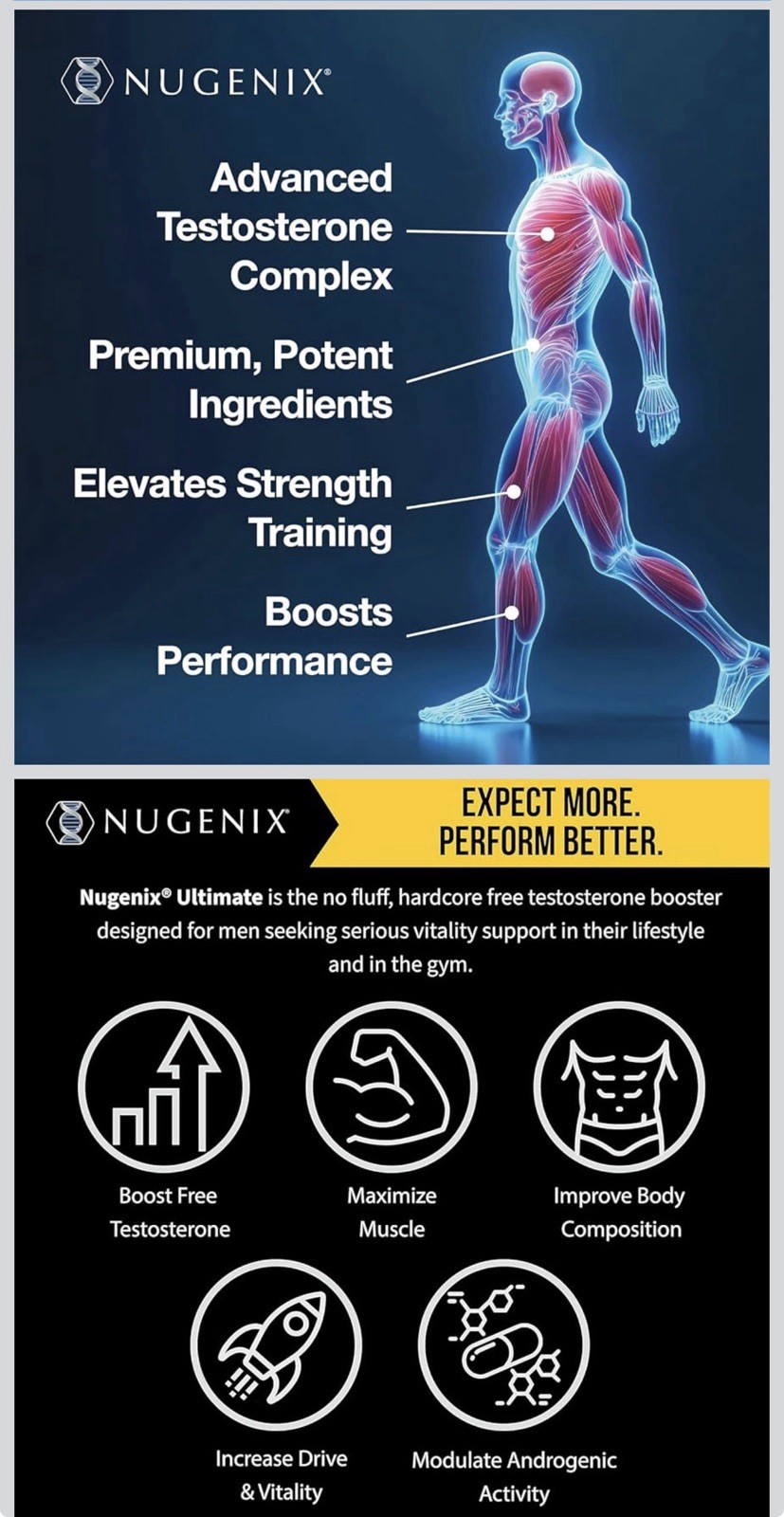 Nugenix Ultimate Testosterone Booster- 120 Tablets Exp 02/2028