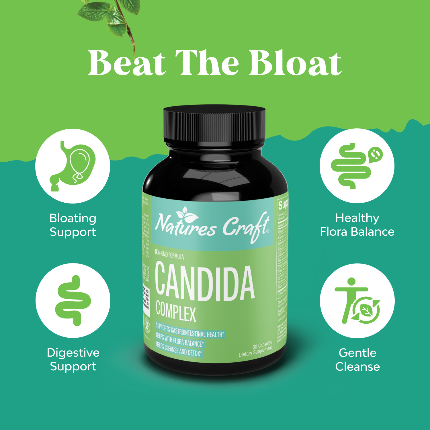Nature’s Craft Candida Complex 60 Capsules – Probiotics, Digestive Enzymes 60ct