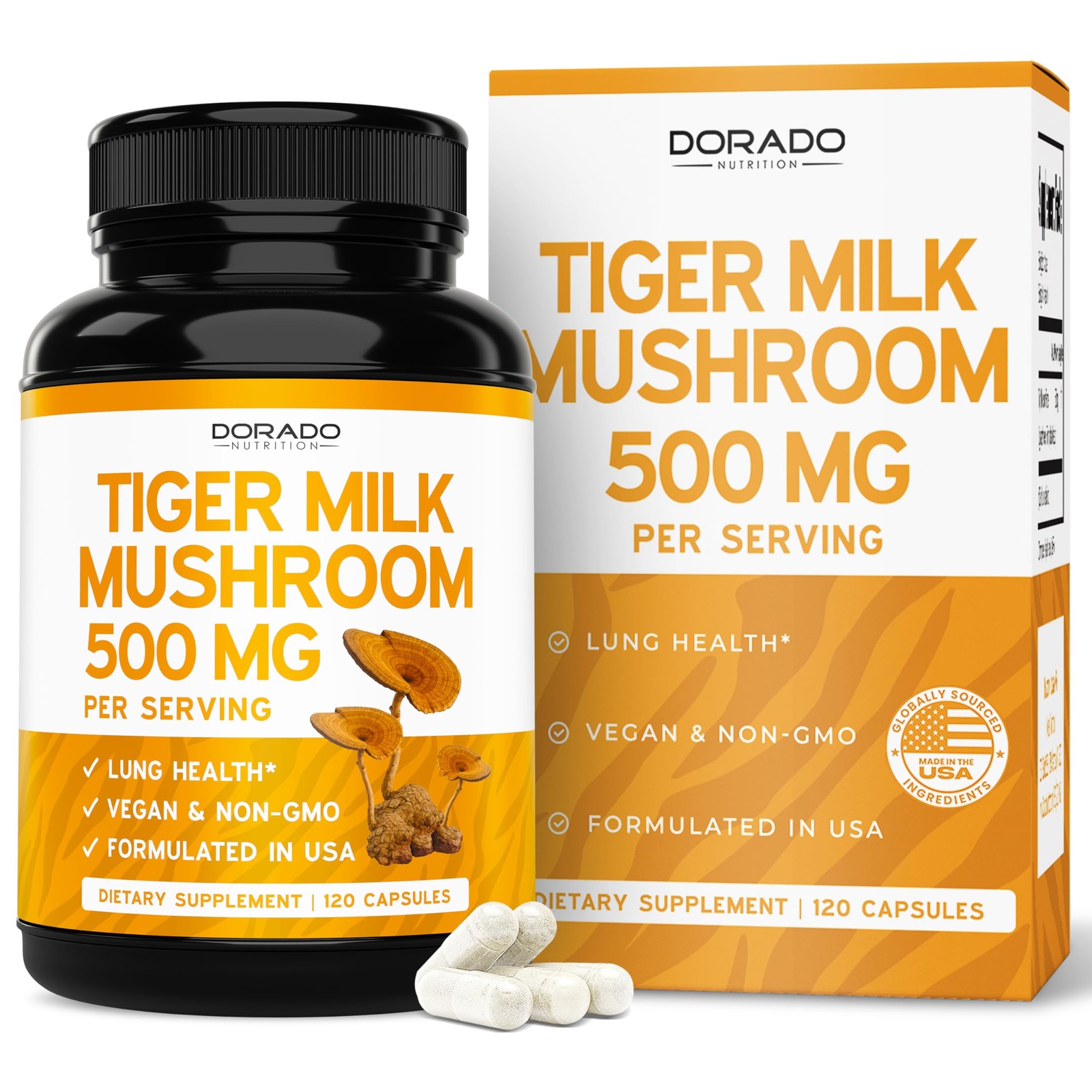 Tiger Milk Mushroom Supplement (120 Capsules, 500mg Per 120 Count (Pack of 1)