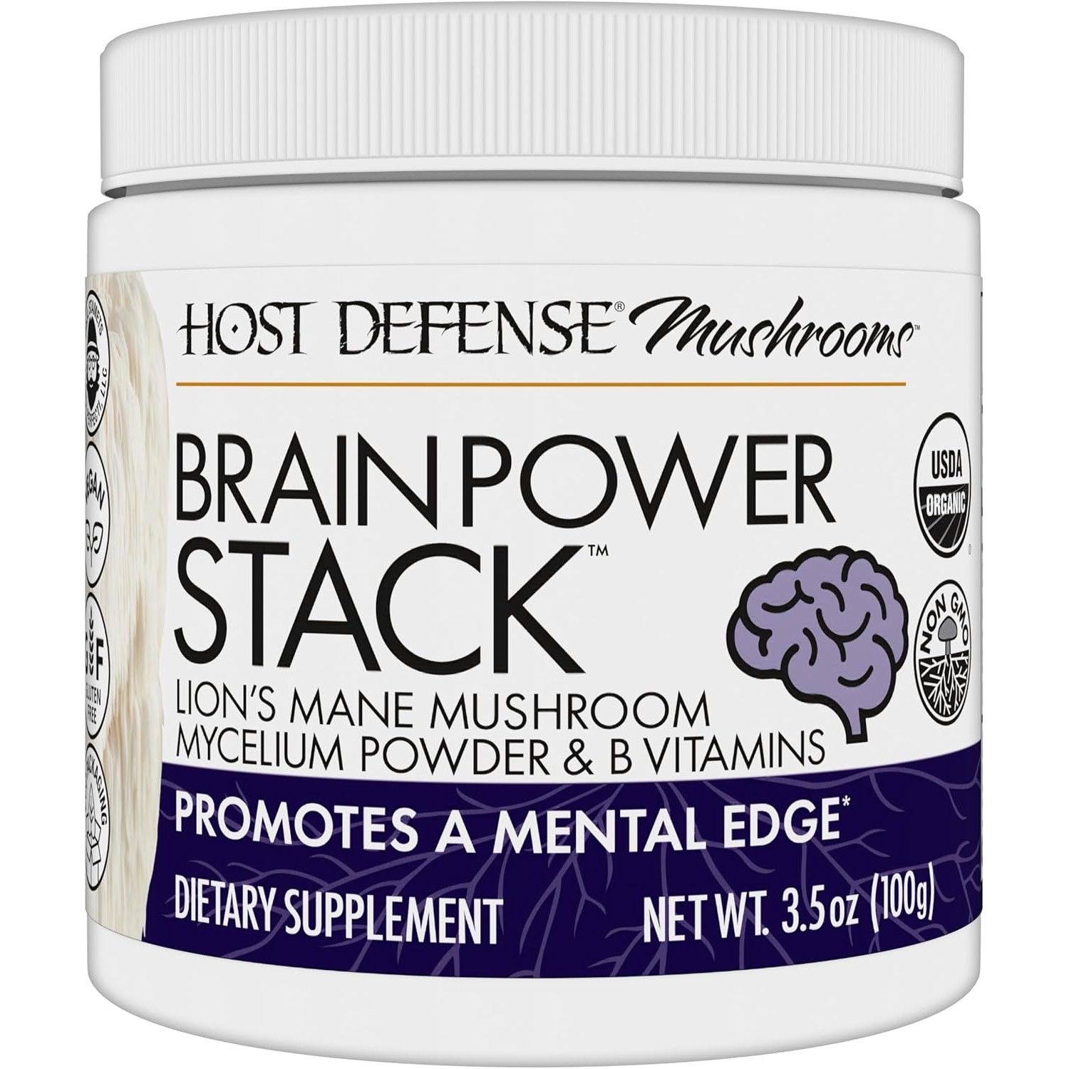 Host Defense Mushrooms Brain Power Stack, Powder, 3.5 Ounces