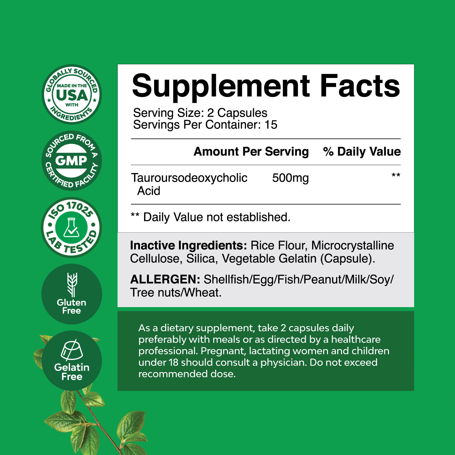 Advanced Bile Salt TUDCA Supplement – Extra Strength TUDCA 500mg Per Serving