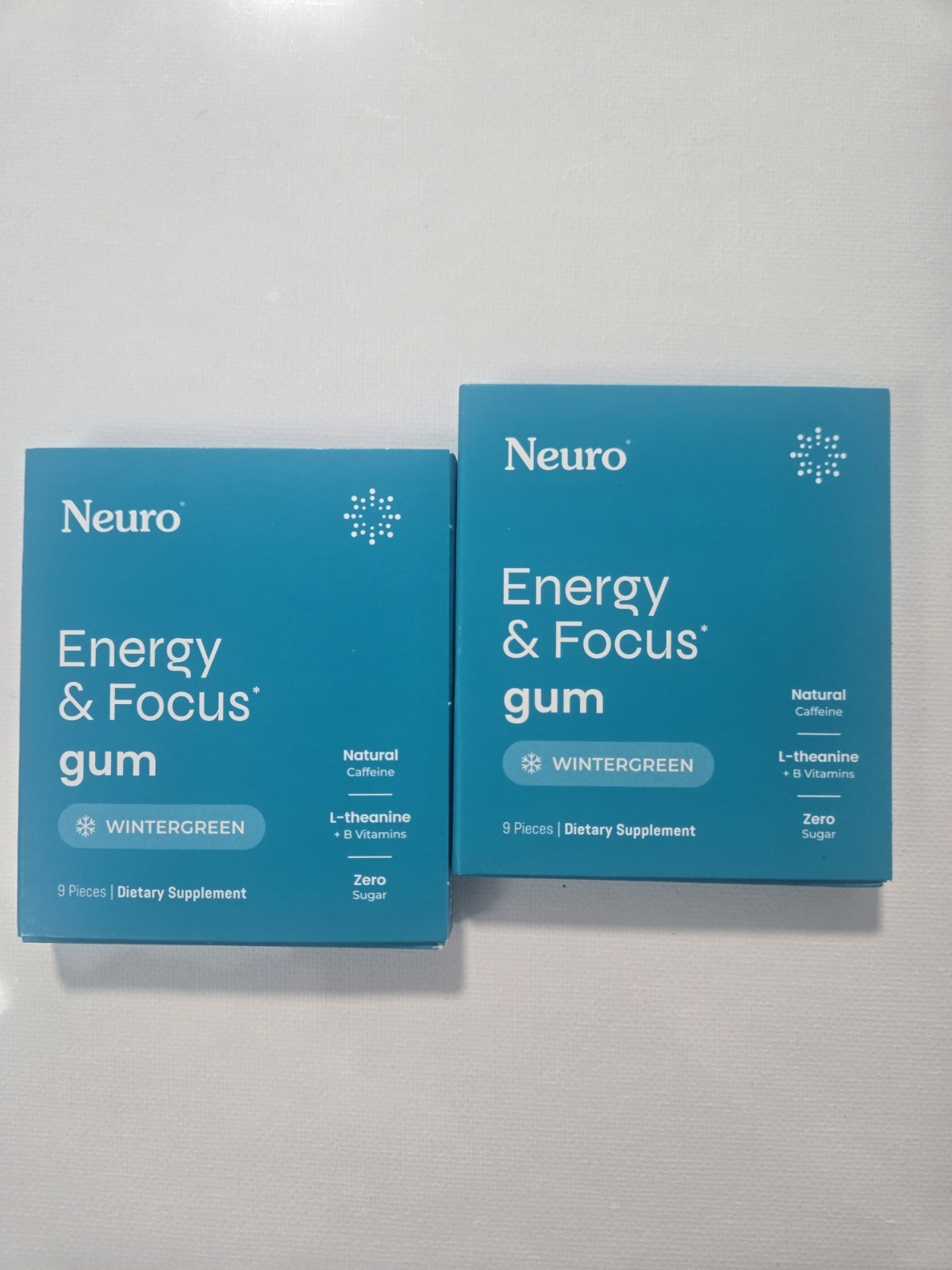 Neuro Gum L-theanine B-12 Nootropics Caffeine 2pk 18 pcs WINTERGREEN Flavor