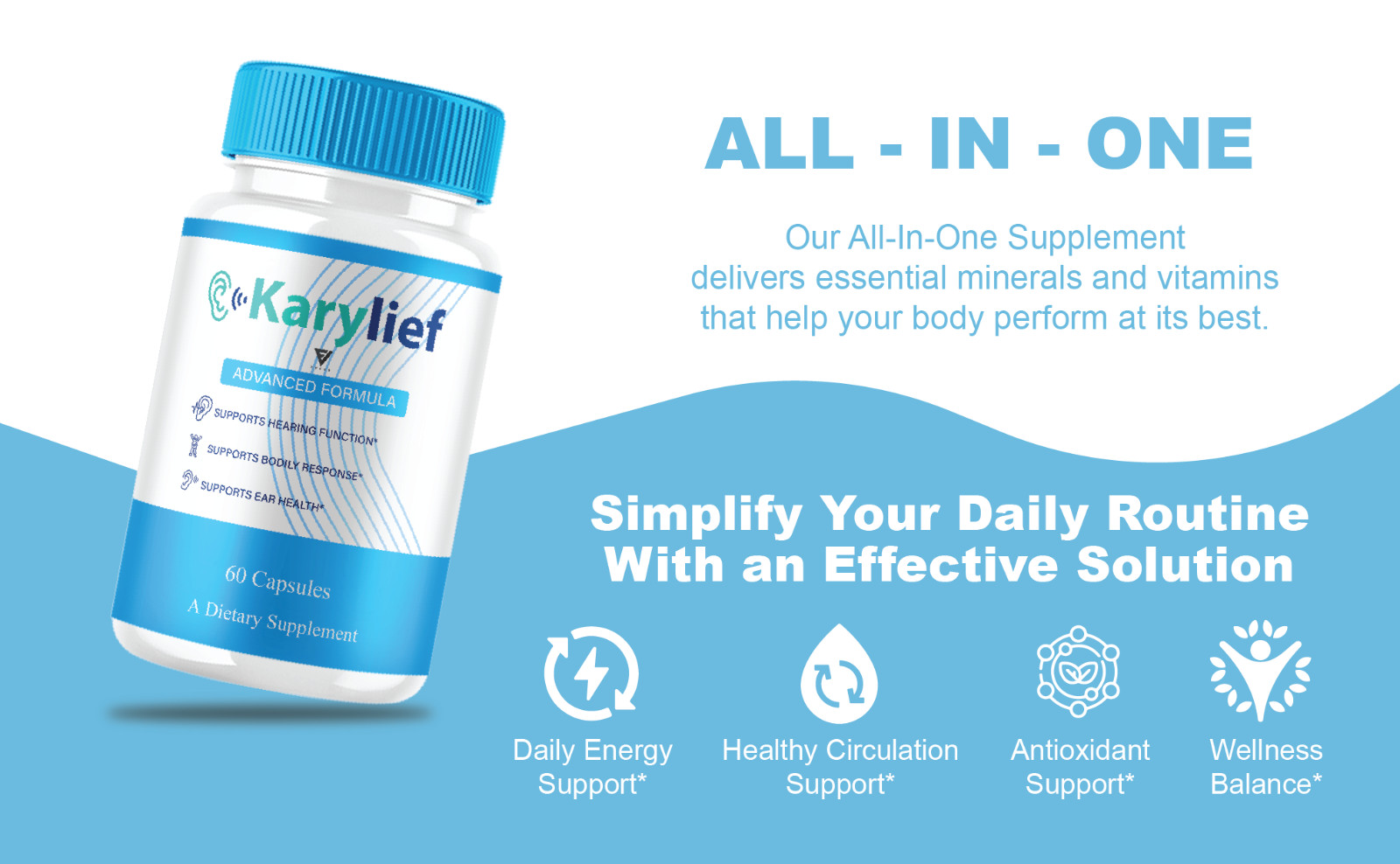 (3 Pack) Karylief Tinnitus Capsules, Kary lief Ear Health Support (180 Capsules)