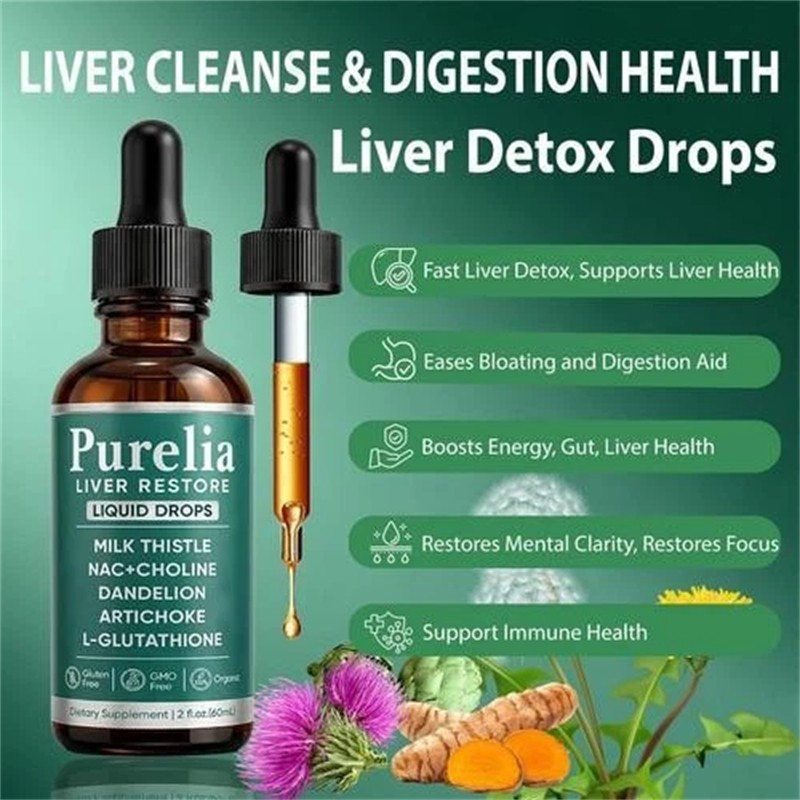 Purelia Liver Restore Drops – Complete Liver Detox Support Supplement 60ml
