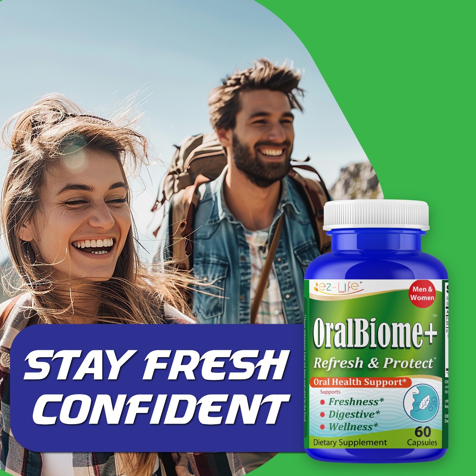 Oral Probiotics for Mouth Bad Breath for Adults-Fresh Breath 60 Capsules