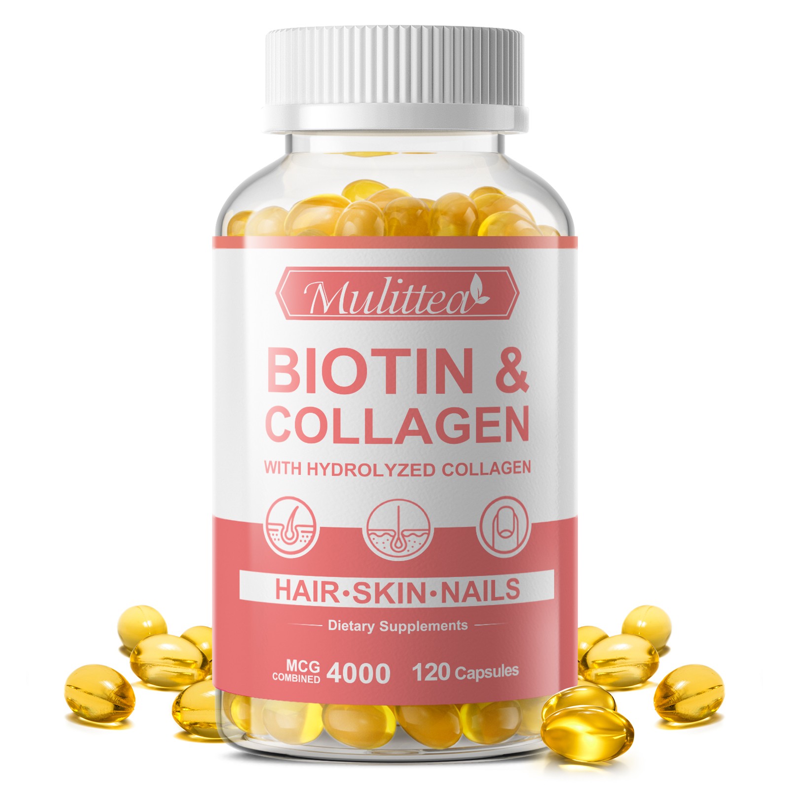 Biotin 4000mcg & Collagen for Hair, Skin & Nails Health – Dietary Supplement 120