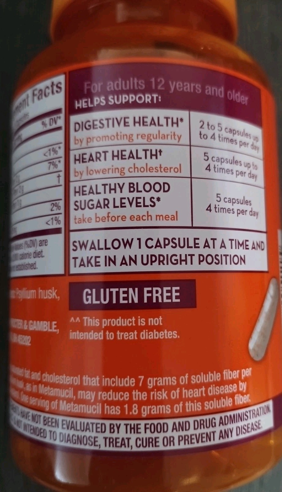 (4) Metamucil 3-in-1 Daily Fiber Supplement, 160 Capsules Each – Exp 2027+ Meta