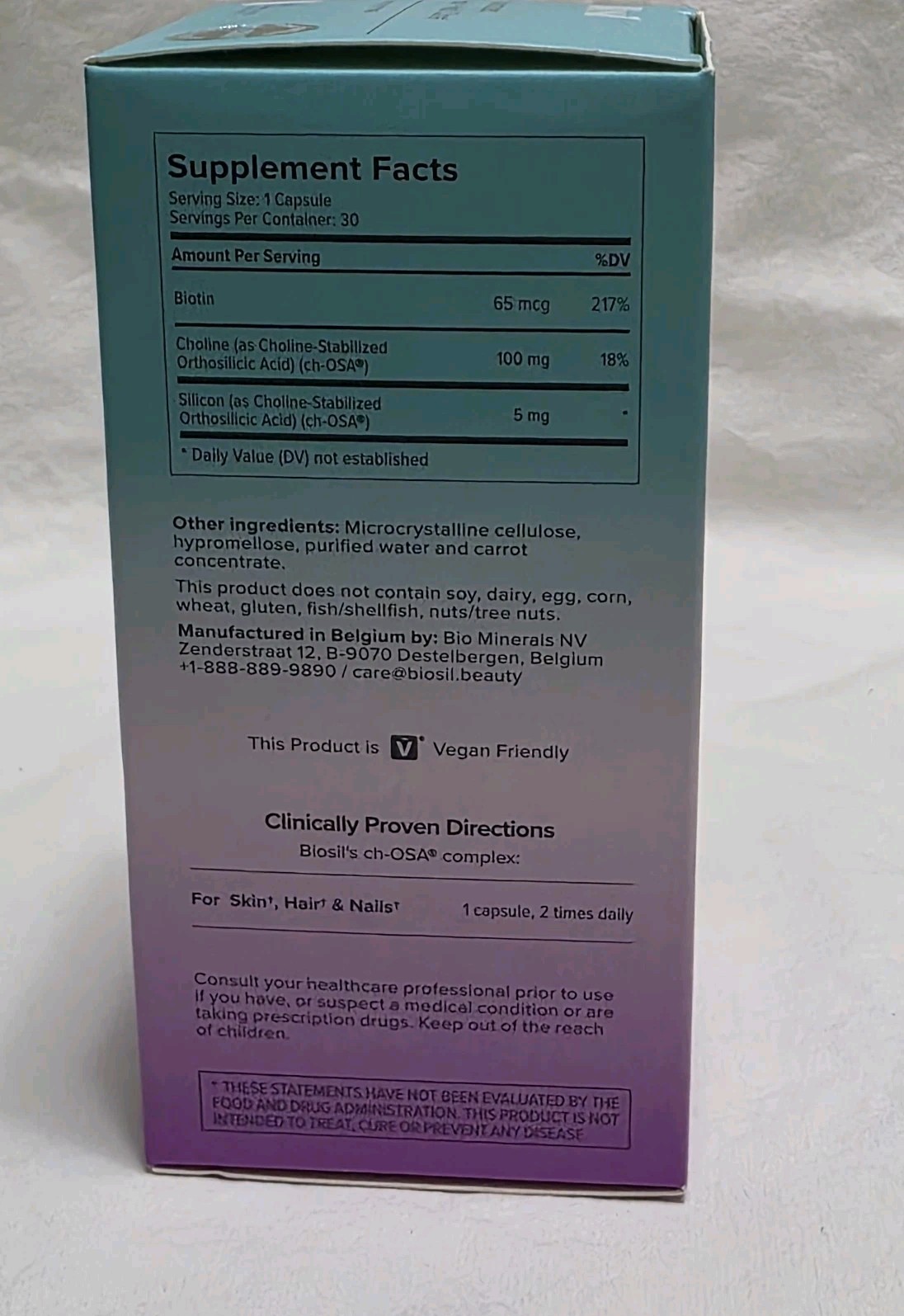 Biosil Advanced Hair + Nail Care Ch-osa Complex 30 Capsules Exp. 11/2027 New