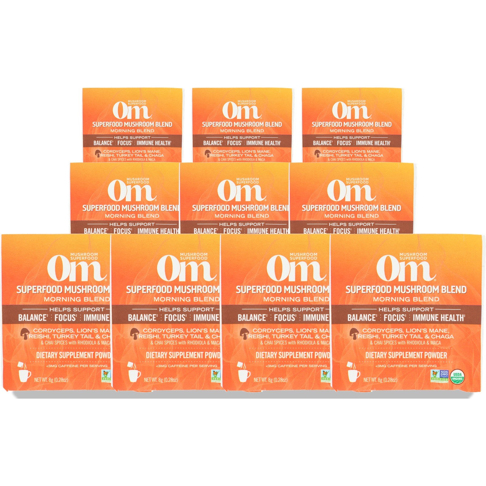 Morning Energy Mushroom Powder Superfood Supplement By Om 28 Oz 10 Pack