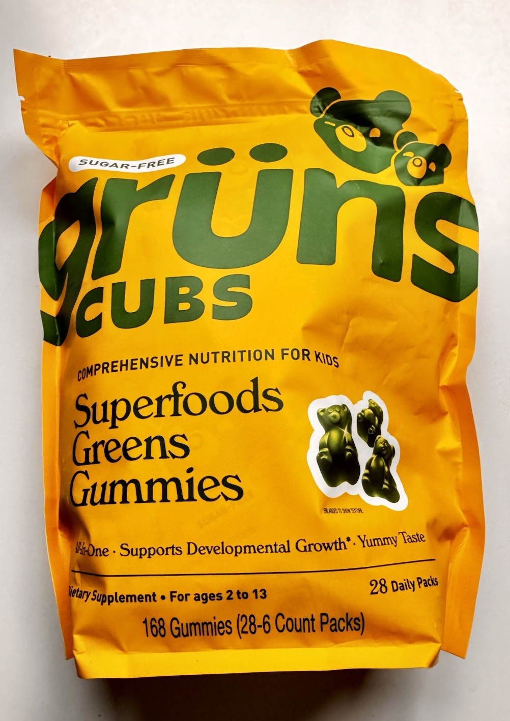 Grüns Cubs Kids Greens Gummies 168 Count Sugar Free Superfoods Exp 07/2027 New