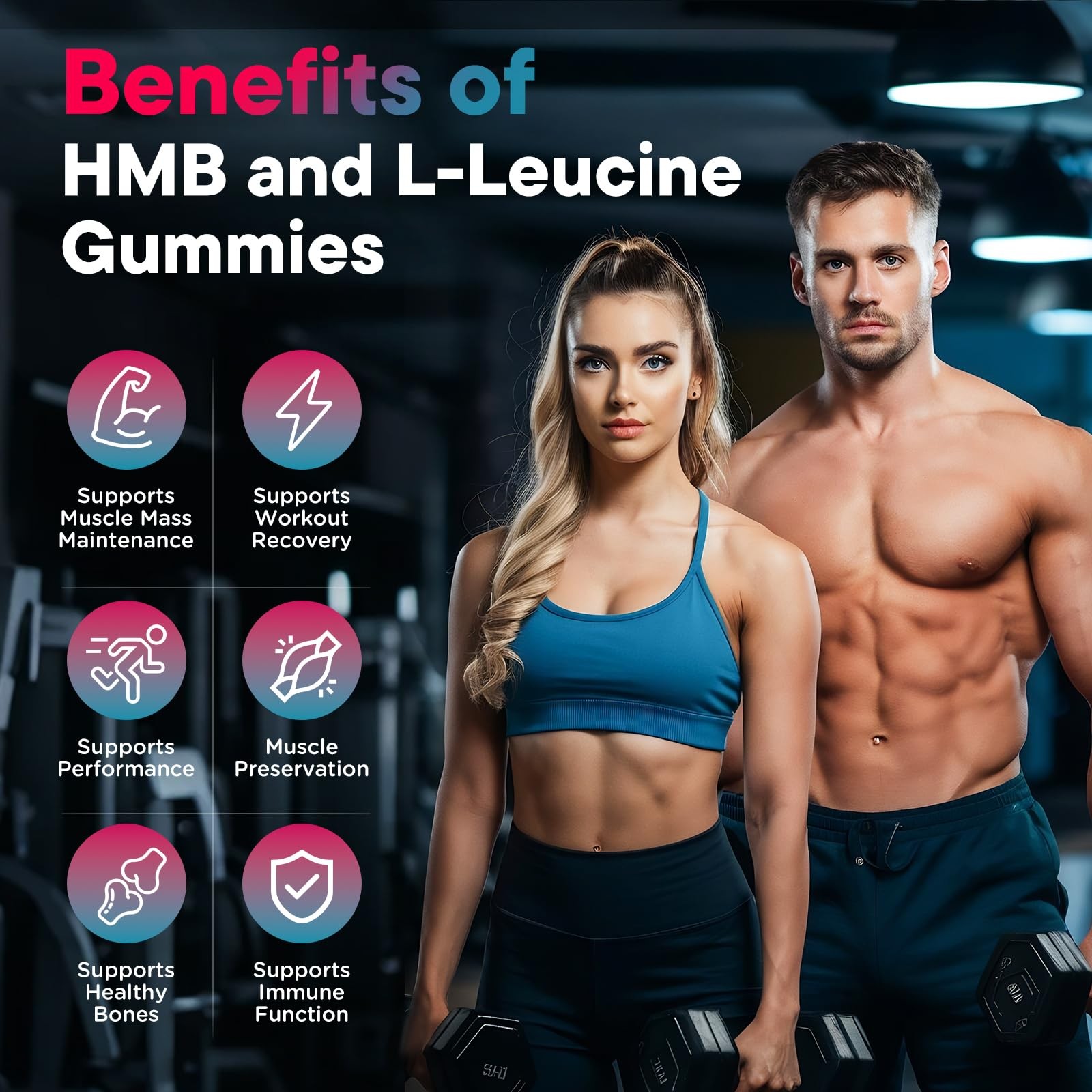 GZ HAOYUAN HMB and L-Leucine Gummies, 4500mg 60 Count (Pack of 2)