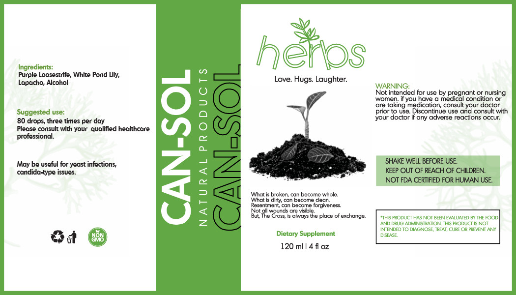 CAN-SOL 4 oz Liquid Natural Herbal Extract Supplement for Candida & Yeast