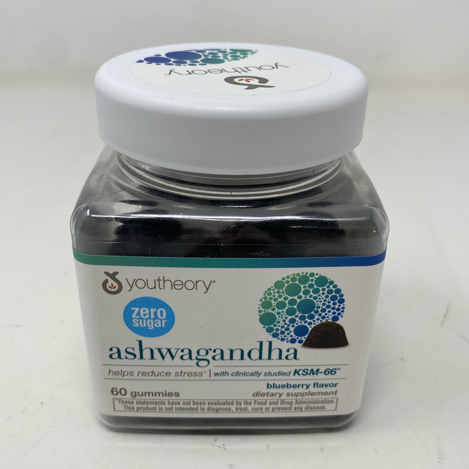 Youtheory Ashwagandha KSM-66 Blueberry Gummies, 60ct Zero Sugar