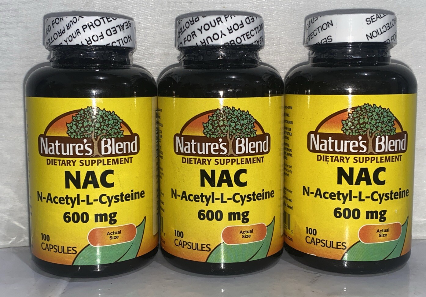 Lot Of 3-Nac Capsules 600 mg / 100 Caps Each