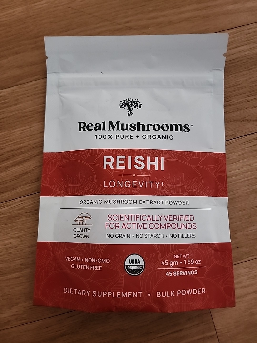 Reishi, Organic Mushroom Extract Powder, 1.59 oz (45 gm) Sealed