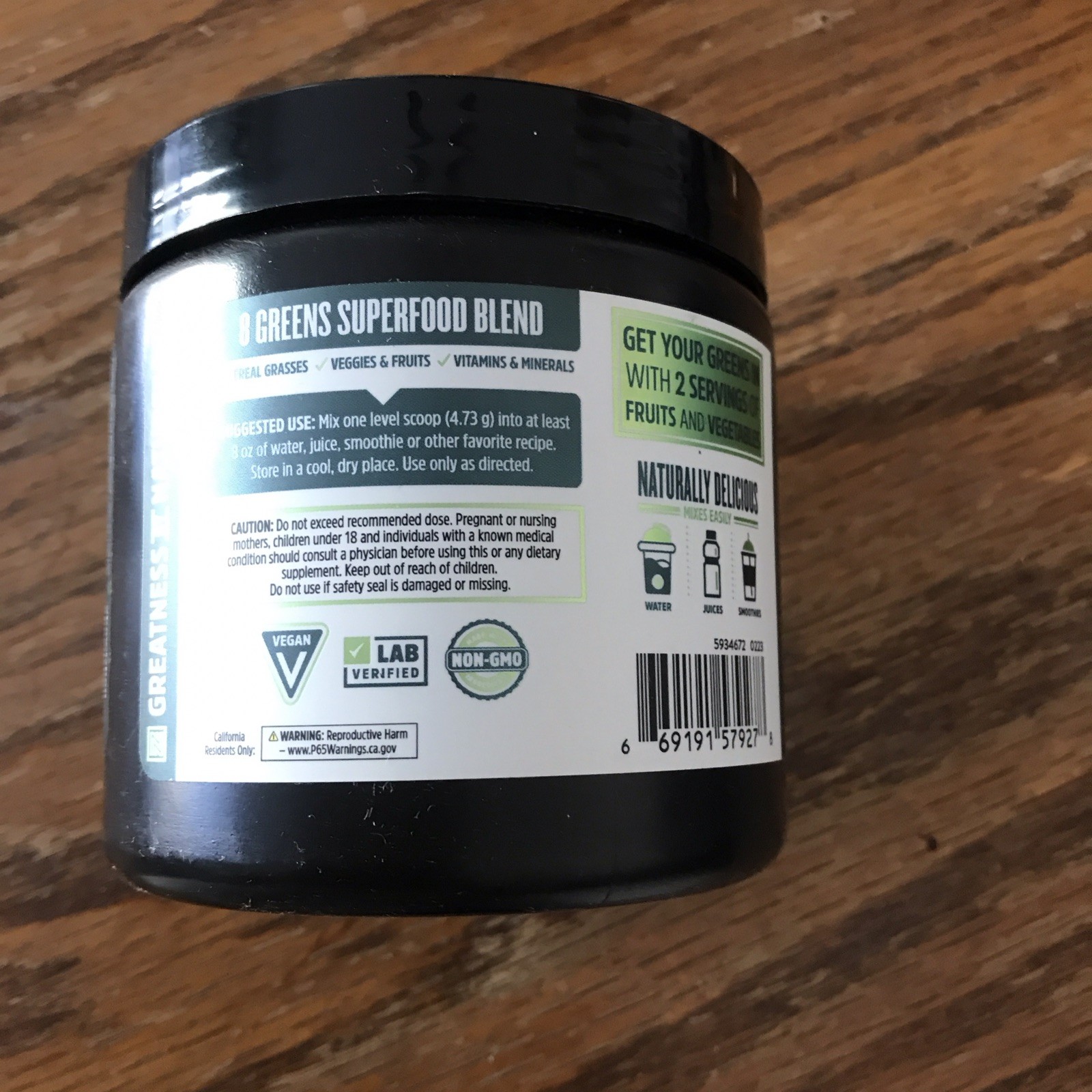 Zhou Organic Daily Greens Superfood Powder Green Apple Vegan Lab Verified 5 oz