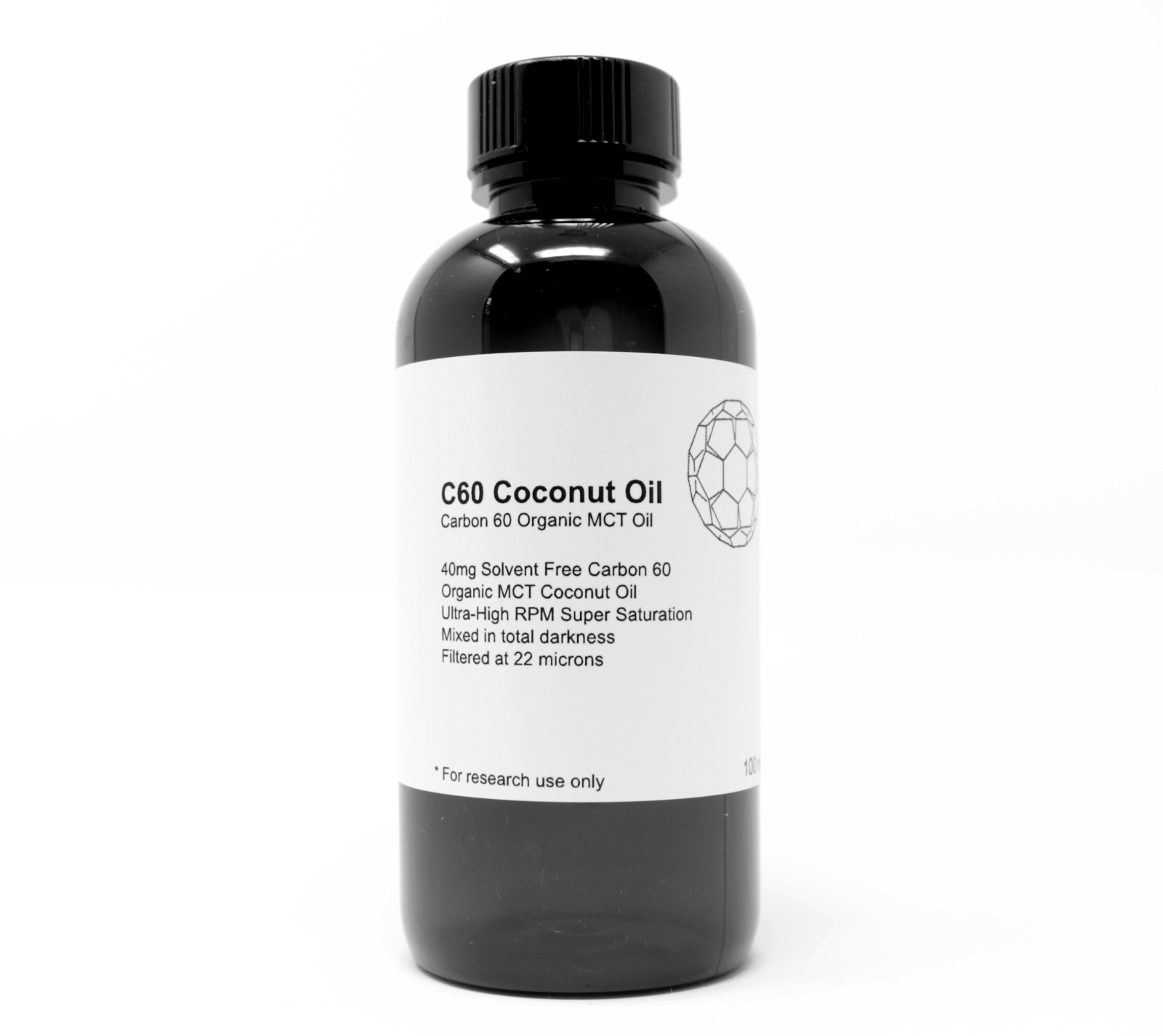 C60 MCT Coconut Oil – 40mg 99.95% Carbon 60 Fullerene Solvent Free 100ml
