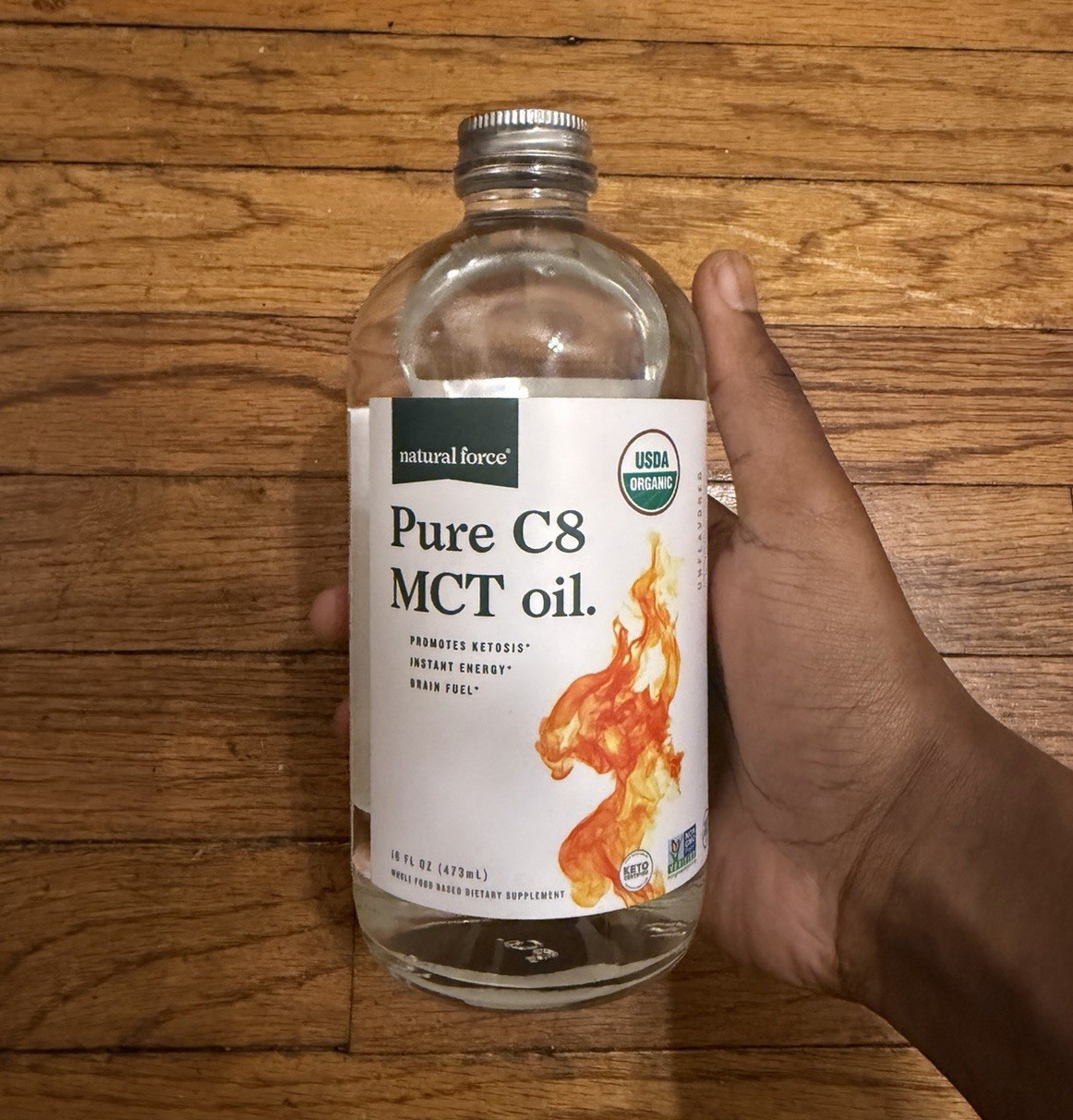 Natural Force Pure C8 MCT Oil USDA Organic Ketosis & Energy Support 16 fl oz