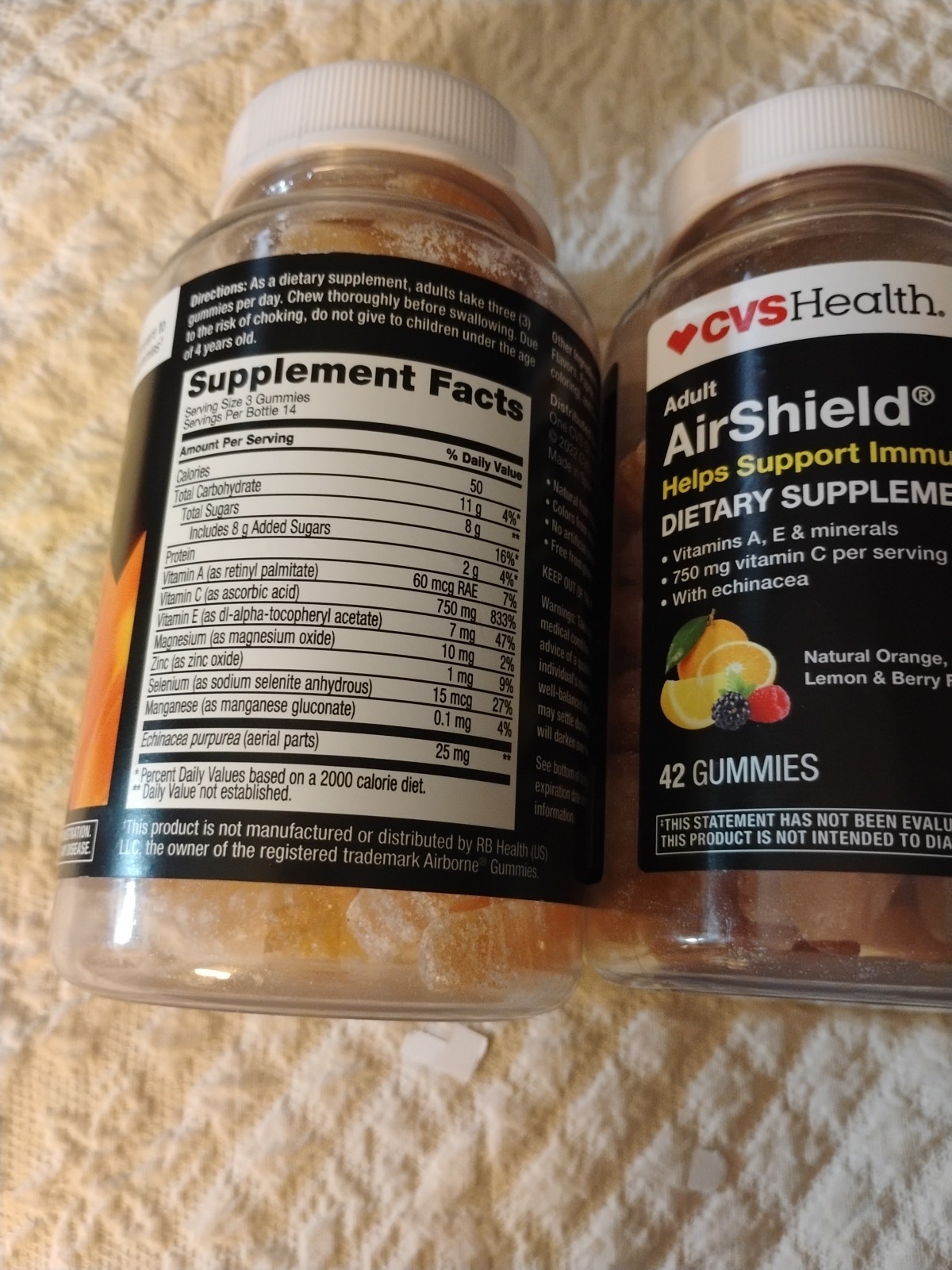 2 CVS Health Adult AirShield Immune Support Gummies, Mixed Berry, 42 Gummies