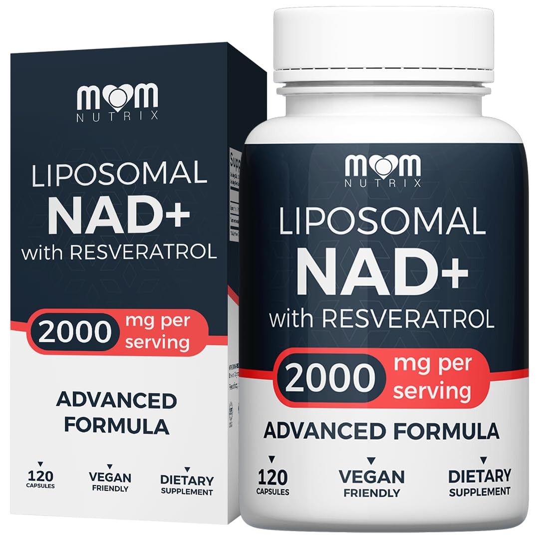 MOM NUTRIX Liposomal NAD Supplement with Resveratrol – 120 Count (Pack of 1)