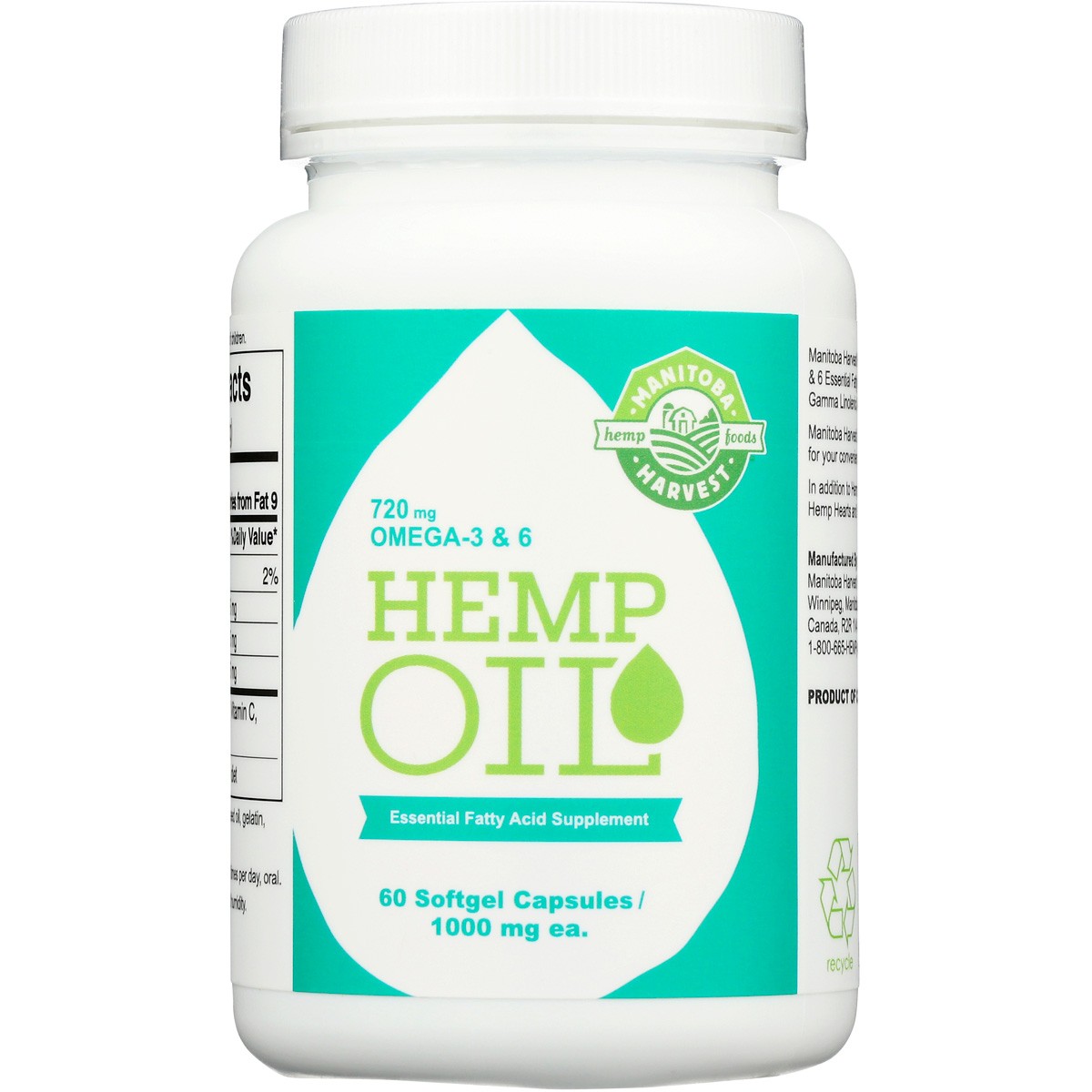 Manitoba Harvest Hemp Oil 60 Softgel Capsules 1 Pack