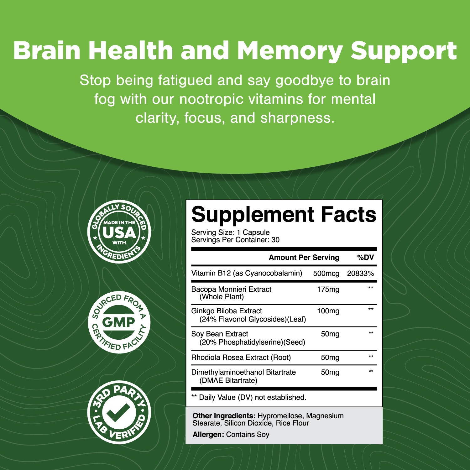 Nootropic Memory Supplement for Brain Support – Memory Pills for Brain Boost