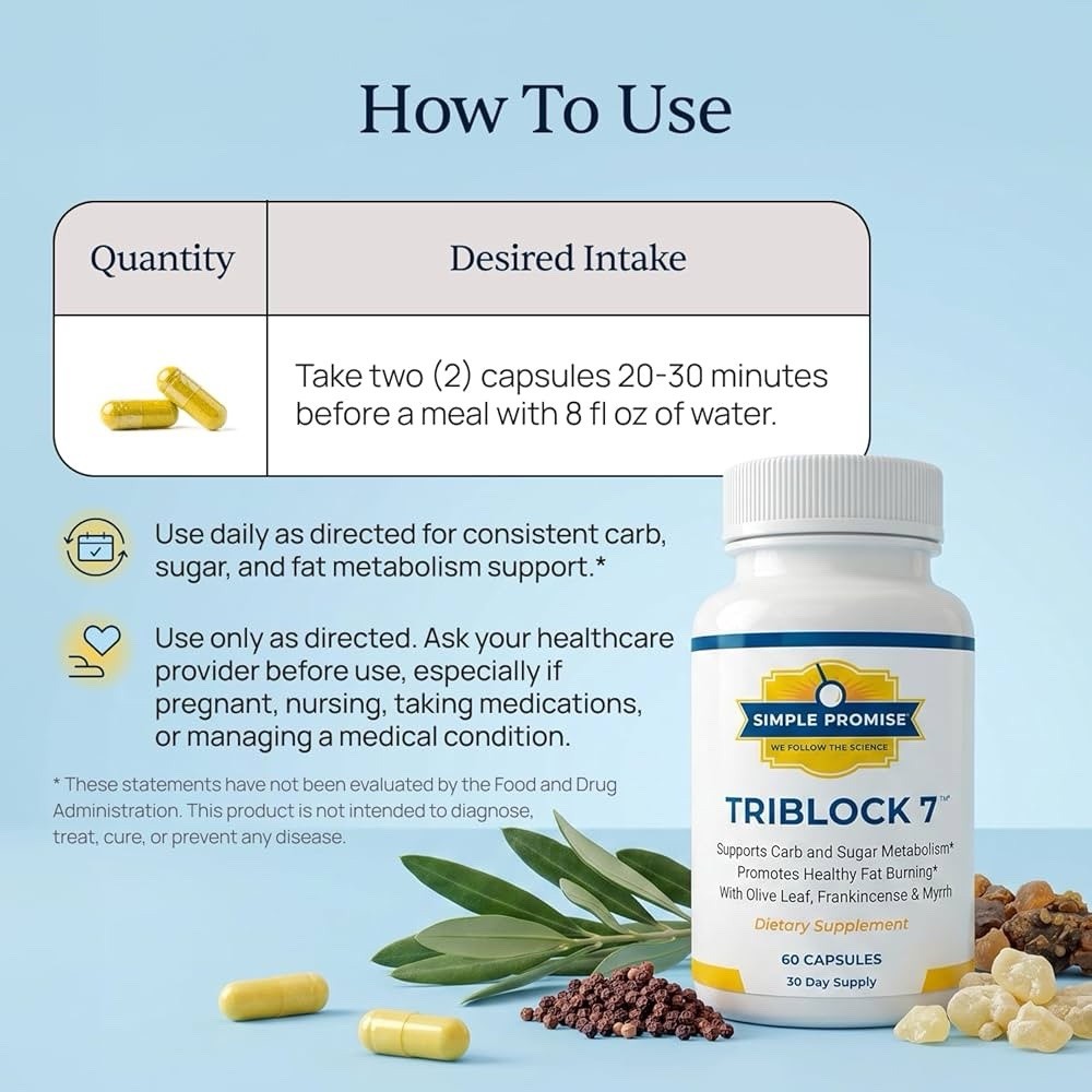 Simple Promise TriBlock7 Frankincense & Myrrh Carb Blocker Weight Management 60