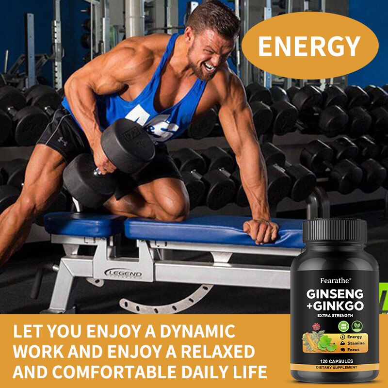 Korean Panax Ginseng 1650mg w/ Ginkgo Biloba for Memory Focus Energy Stamina