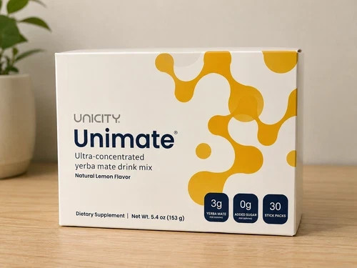 Unicity Unimate Lemon Flavor Packs 30 Count Exp 08/2028 Yerba Mate Drink Mix New