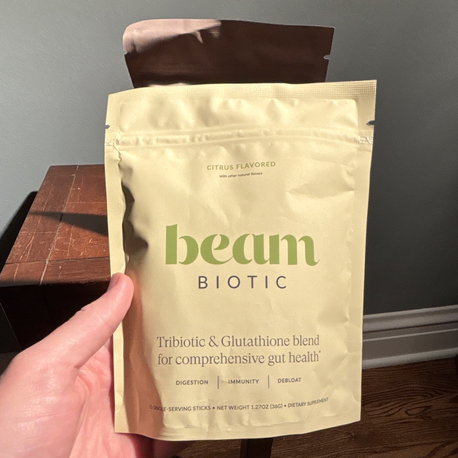 Beam Biotic Tribiotic + Glutathione Powder, Citrus & Mixed Berry Flavors, 2 Pack
