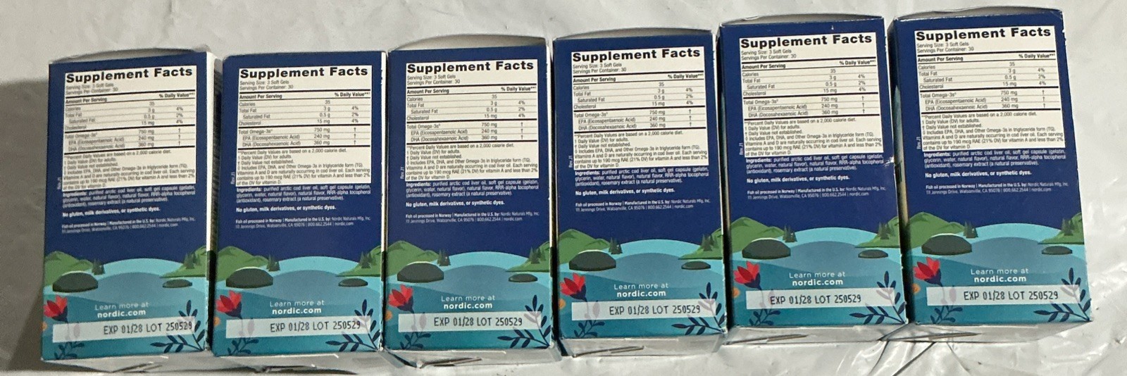 Nordic Naturals Arctic Cod Liver Oil Softgels Lemon 6×90 Count Expire 01/28