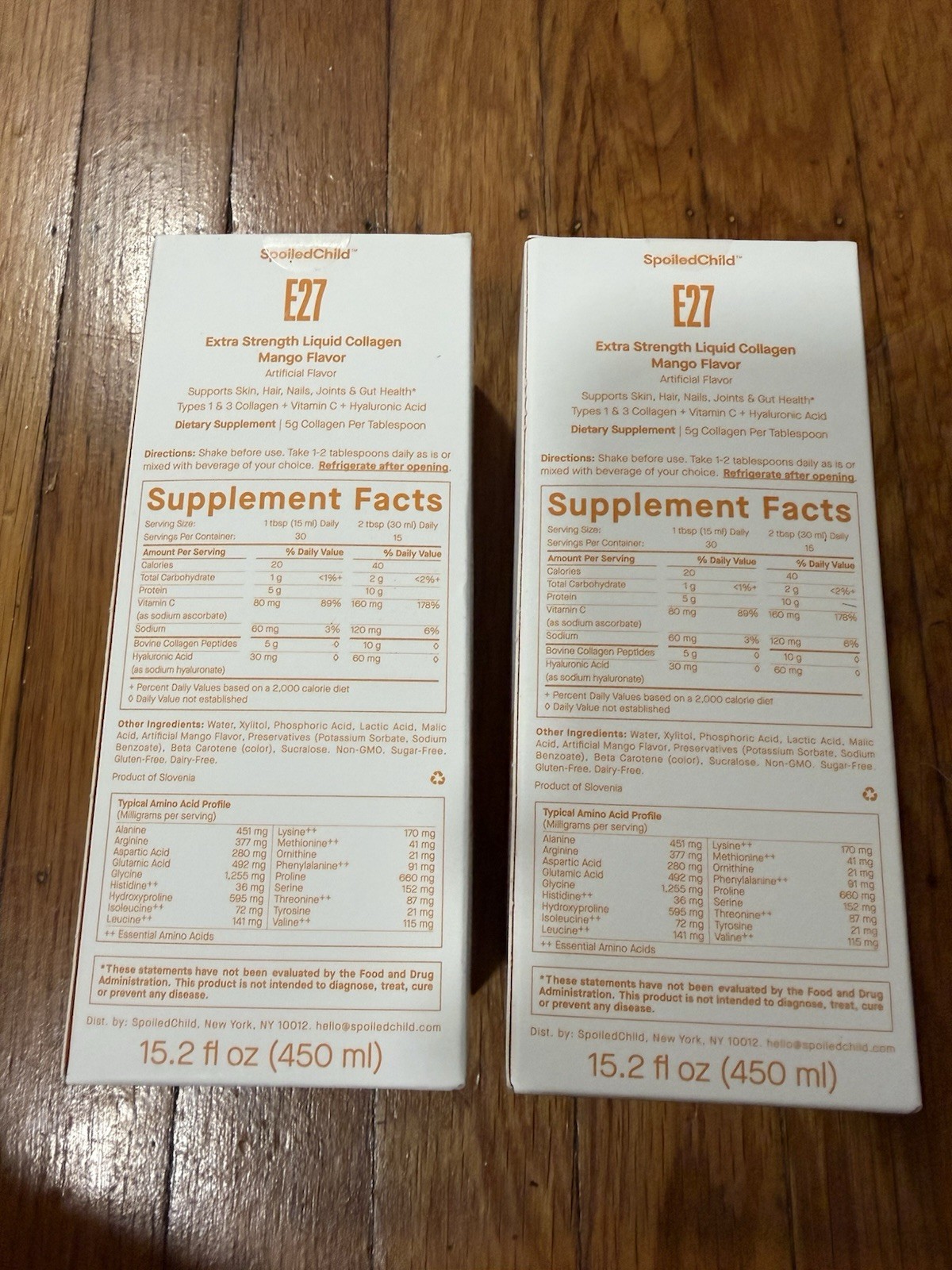 SpoiledChild E27 Extra Strength Liquid Collagen Mango 15.2 fl oz 2 Boxes