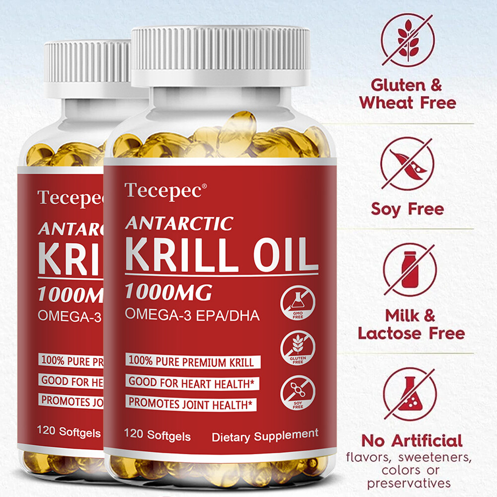 Antarctic Krill Oil 1000mg with Omega-3s EPA, DHA & Astaxanthin Premium Softgels