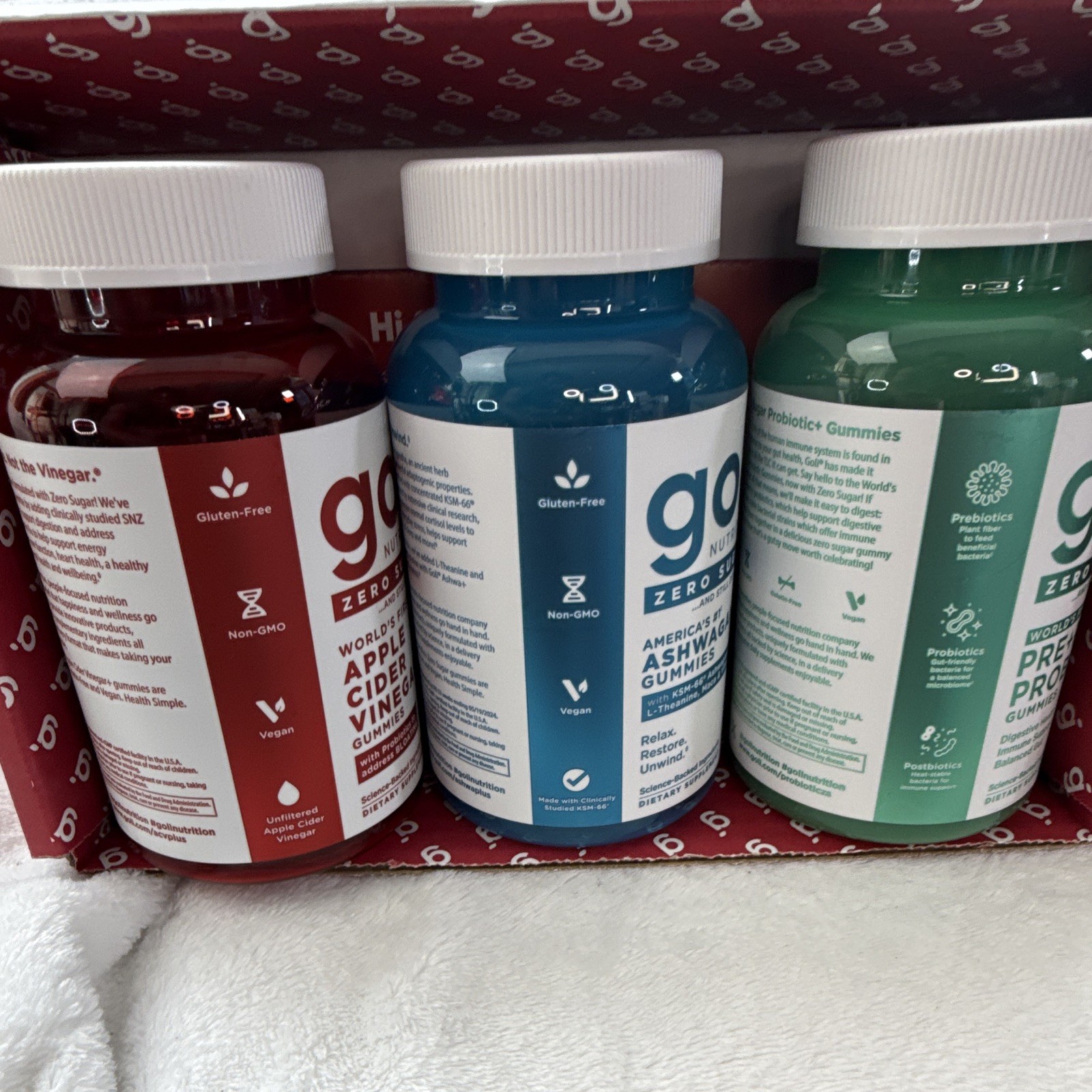 Goli Zero Sugar Vegan Gummies 3-Pack ACV Ashwagandha Probiotics 60 Count