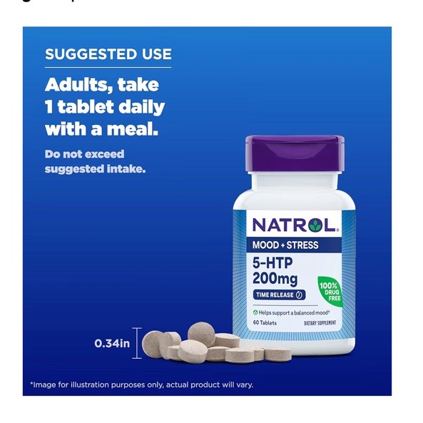 3-Pack 200 mg 60 Time-Release Tablets Natrol Mood + Stress 5-HTP 200mg EXP3/2026