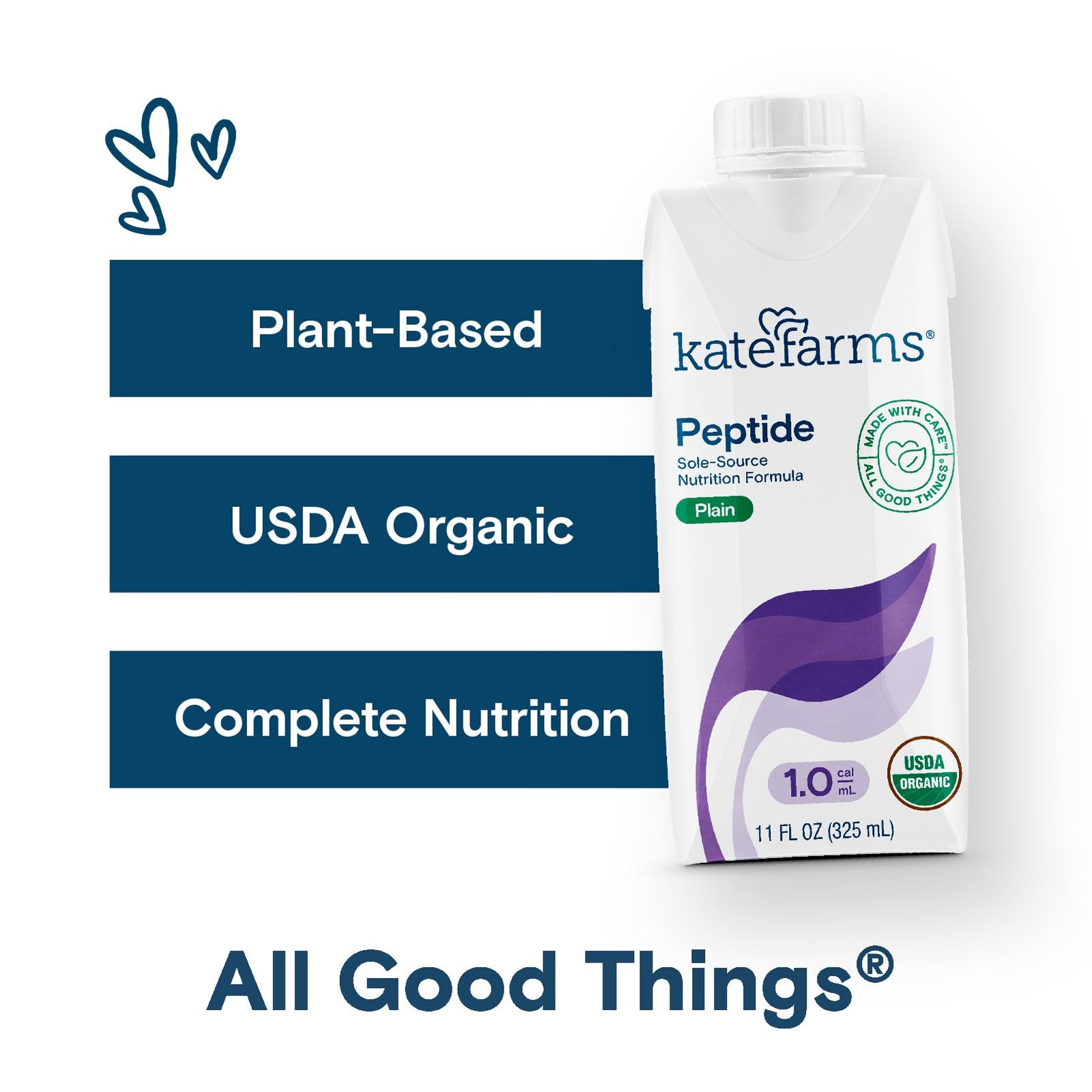 Kate Farms Organic Adult Peptide 1.0 Formula Plain Sole-Source Hydrolyzed