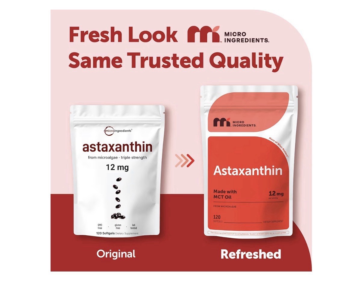 Micro Ingredients Astaxanthin 12mg From Microalgae Triple Strength 120 Softgels