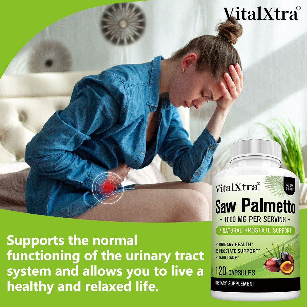 Vegan Saw Palmetto Capsules-Supports Prostate, Urinary & Hair Health 30~120 Caps