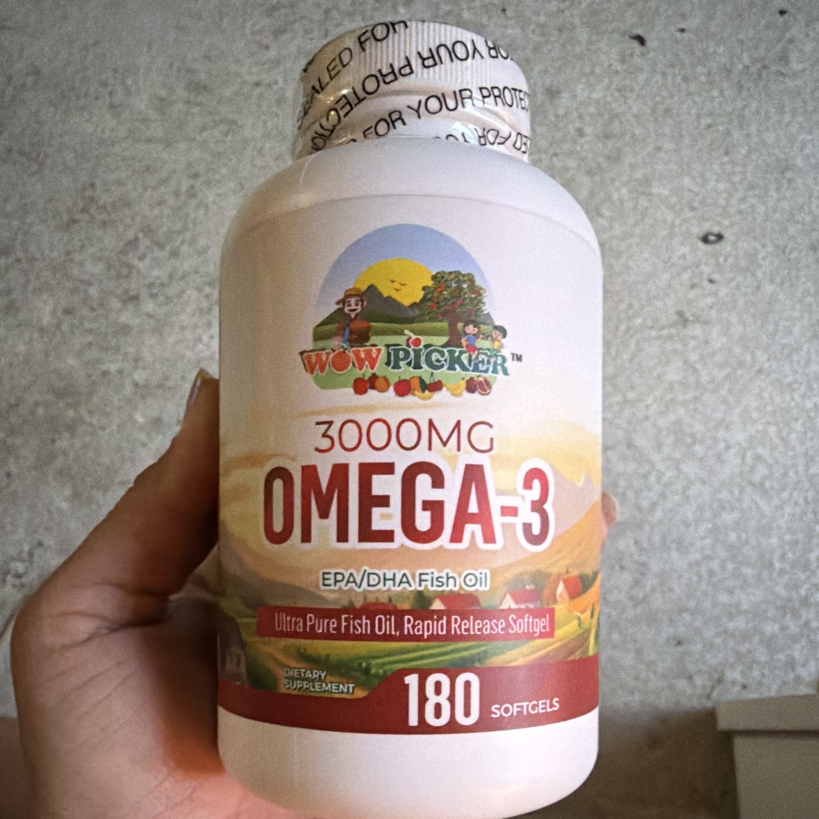 WOW PICKER Omega-3 Fish Oil 3000mg EPA/DHA Rapid Release 180 Softgels