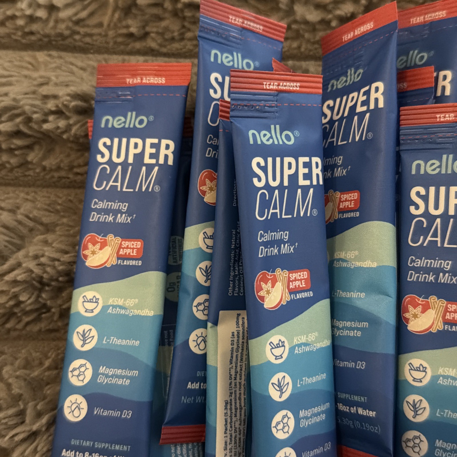 Nello Supercalm Calming Drink Mix Supplement – Spiced Apple – 24 Count – 08/27