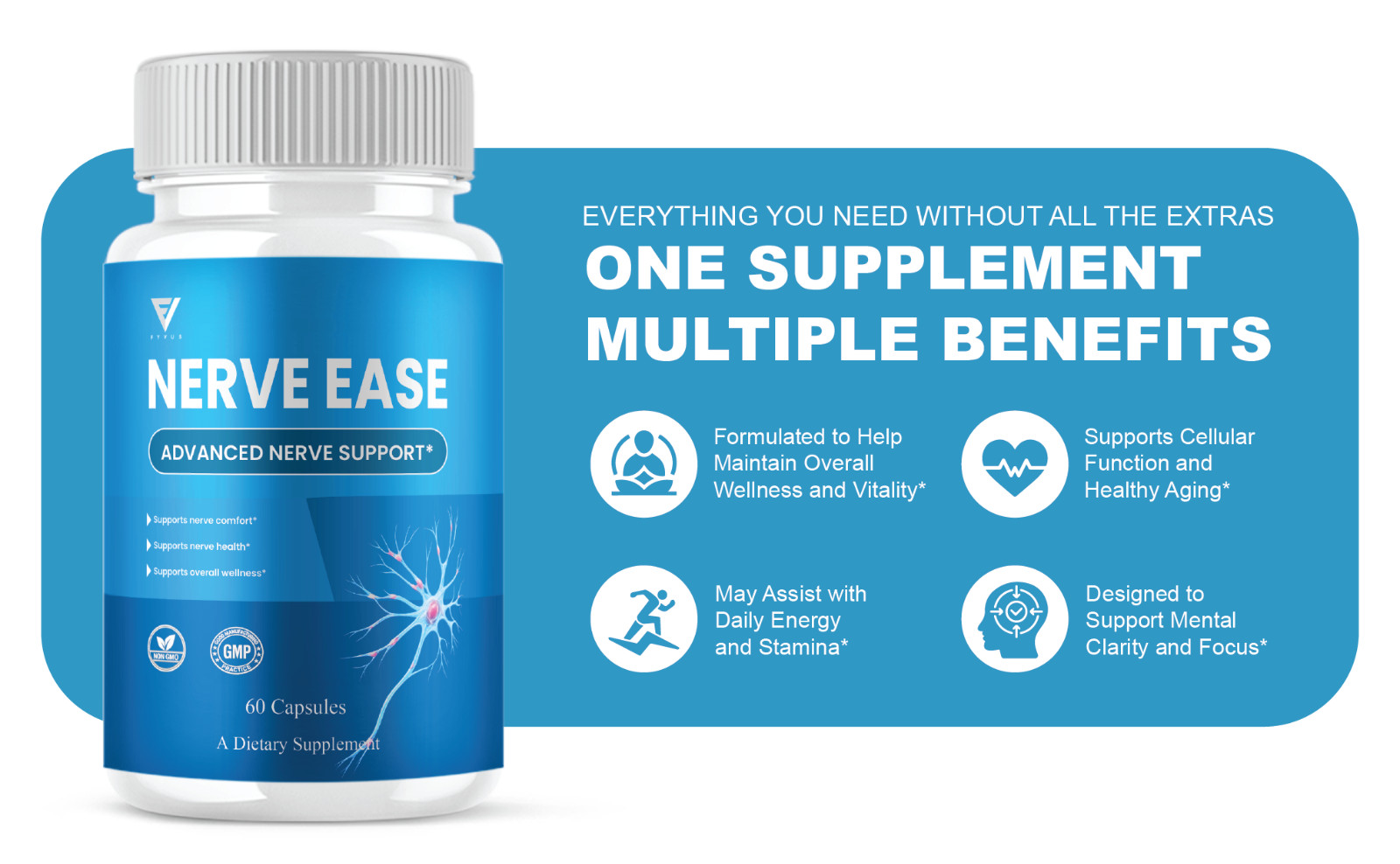 Nerve Ease Advanced Support, NerveEase Health Pills (60 Capsules)