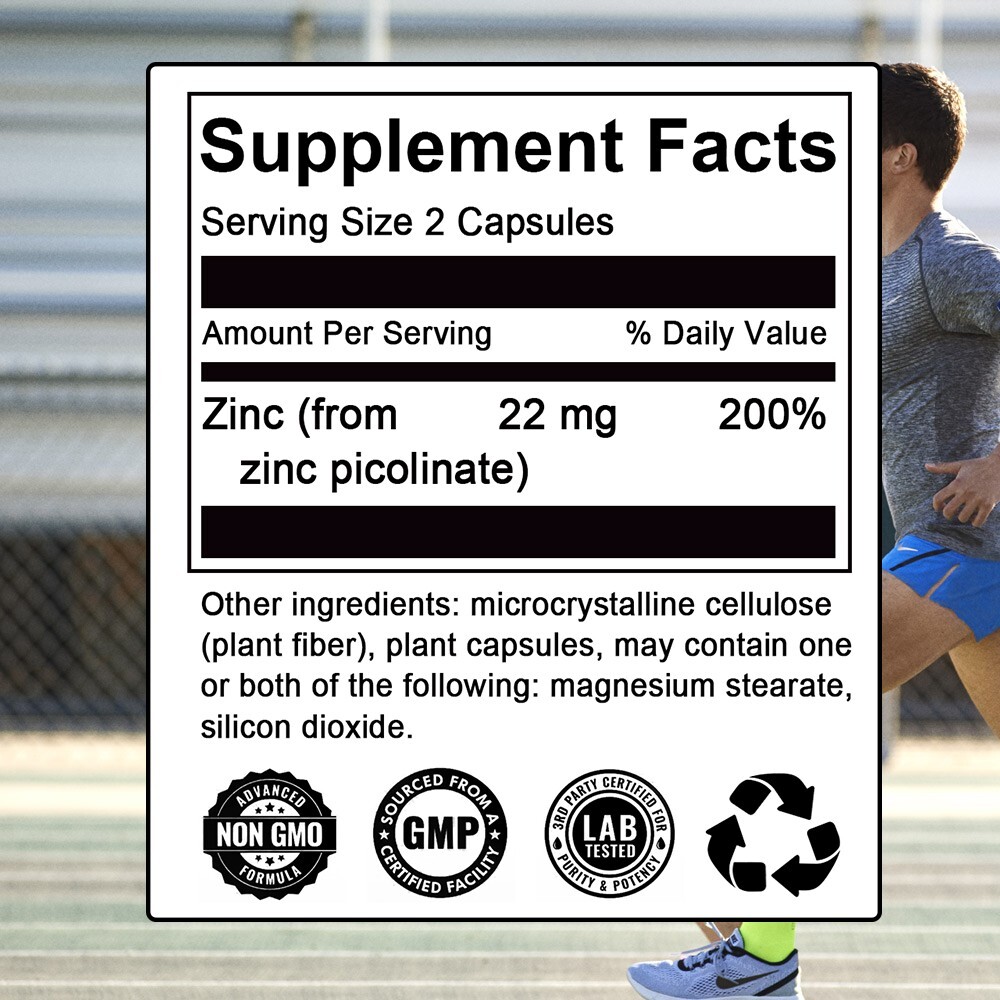 Zinc Picolinate 22mg | High Potency, Non-GMO | Immune Health